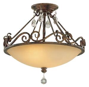 Lampadario Contemporaneo Chateau Acciaio Bronzo Moka Cristallo 2 Luci E27