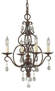 Lampadario Contemporaneo Chateau Acciaio Bronzo Moka Cristallo 4 Luci E14