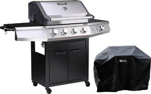 Barbecue a gas "Bingo 5" - 5 piastre di cui 1 laterale - 15.2kW + Fodera di protezione -Nero