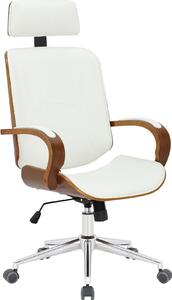 Sedia da ufficio ergonomica - Sedia con seduta - Comfort regolabile, adatta per l'ufficio e la casa | Colore: Noce/Bianco