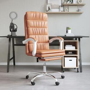 The Living Store Sedia da ufficio con funzione reclinabile in Pelle finta marrone