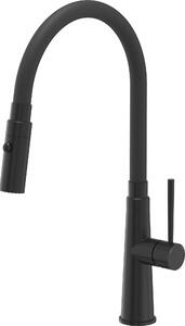 Rubinetto da cucina QUADRON GINA SteelQ miscelatore 360°, colore: nero, altezza: 40 cm Funzione QFix, rubinetto girevole per cucina in acciaio inossidabile