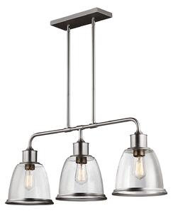 Lampadario Contemporaneo Hobson Acciaio Nichel Satinato 3 Luci E27