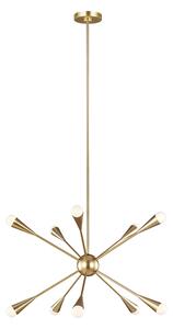 Lampadario Industrial Jax Acciaio Ottone Brunito 10 Luci G9 3 Ledw 3000K 3200Lm