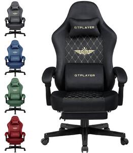 GTPLAYER Sedia da gioco in tessuto Sedia da gioco ergonomica per ufficio Sedia per PC, Sedia da scrivania regolabile e girevole con poggiapiedi, nero