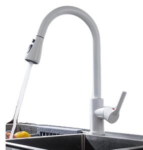 Miscelatore da cucina, design estraibile, superficie nichelata, CF04043WHWM Bianco