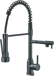 Miscelatore per lavello, bocca estraibile, montaggio a soffitto, comando acqua calda e fredda, nero