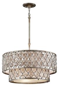 Lampadario Contemporaneo Lucia Acciaio Argento Brunito Cristallo 6 Luci E27