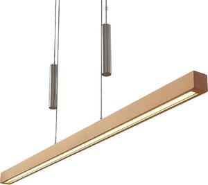 Lucande LED-Pendellampe Pia, Buchenholz, 100 cm, 1.290 lm