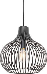 QAZQA - Lampada a sospensione moderna I lampada a sospensione I luce a sospensione nera 38 cm - Saffira I soggiorno I camera da letto - alluminio rotondo - LED adatto E27