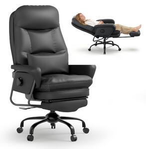 FLEXISPOT Sedia da ufficio ergonomica 3 in 1 con funzione reclinabile a 165°, poggiapiedi estraibile, imbottitura spessa e confortevole e regolazione in altezza (nero)