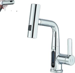 Rubinetto da lavabo, design contemporaneo, comando monocomando, cromo