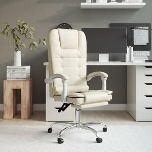 The Living Store Sedia da ufficio con funzione massaggio in ecopelle crema