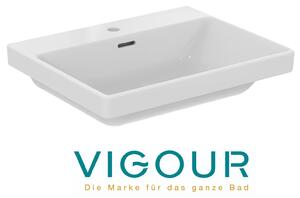 Lavabo da incasso VIGOUR DERBY V3 60x48 cm con foro per rubinetto e troppopieno PflegetectPlus, bianco