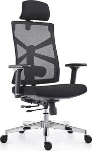 Sedia da ufficio ergonomica con schienale adattabile, sedia da scrivania con braccioli 4D, profondità di seduta regolabile, supporto lombare e poggiatesta 2D