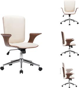 VidaXL Sedia da ufficio girevole in Pelle finta crema e legno curvato - Sedie da ufficio