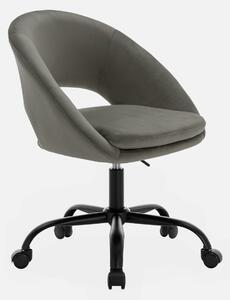 Sedia da ufficio con rotelle in velluto, Grigio