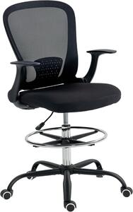 Sedia da ufficio Sedia da scrivania regolabile in altezza con anello per i piedi regolabile, supporto lombare, 62 x 59 x 119 cm, nero