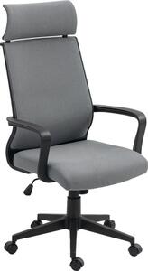 Sedia da ufficio Fortuna Lai, sedia da scrivania ergonomica con braccioli, poggiatesta, sedia girevole regolabile in altezza con funzione oscillante, sedia da computer con effetto lana sintetica, grigio scuro