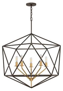 Lampadario Industrial Nordico Astrid Metallo Bronzo Opaco 5 Luci E14