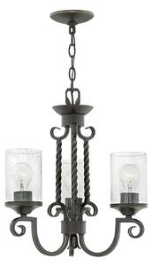 Lampadario Industrial Nordico Casa Alluminio Nero Antico Vetro 3 Luci E27