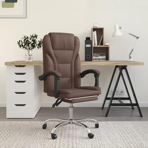 The Living Store Sedia da ufficio con funzione reclinabile in Pelle finta marrone