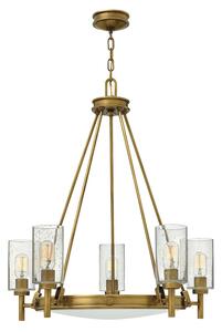 Lampadario Contemporaneo Collier Acciaio Ottone Antico Vetro 5 Luci E27