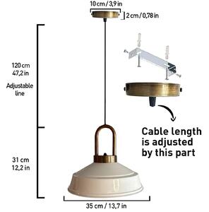 Lampada a sospensione Asletl Ø35 cm, lampada a sospensione industriale in metallo bianco-bianco