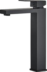 Rubinetto per lavabo, acciaio inossidabile resistente, design elegante, nero lucido