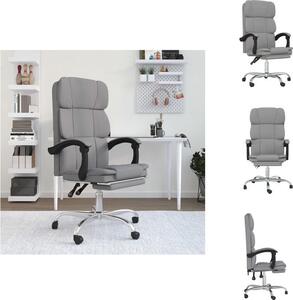 VidaXL Sedia da ufficio con funzione reclinabile in tessuto grigio chiaro - Sedie da ufficio
