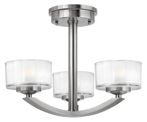 Lampadario Contemporaneo Meridian Acciaio Nichel Spazzolato Vetro 3 G9 3 Led