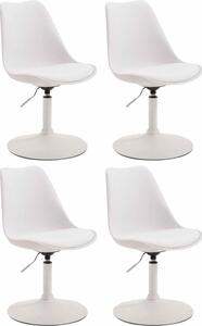 Set di 4 sedie da pranzo - sedie da cucina - design confortevole e girevole a 360° | Colore: bianco | Colore base: bianco