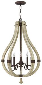 Lampadario Industrial Nordico Middlefield Acciaio Ferro Ruggine Legno 5 Luci E14