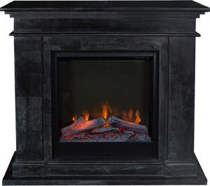 Caminetto elettrico Xaralyn - Kos ELE-SBU - pietra naturale nera - riscaldamento 1500 watt - con telecomando - caminetto da incasso incluso - caminetto decorativo