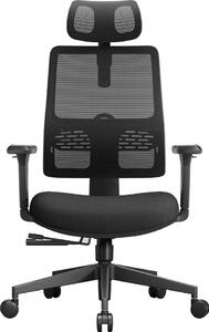 Sedia da ufficio ergonomica, supporto lombare adattivo, poggiatesta regolabile, nero
