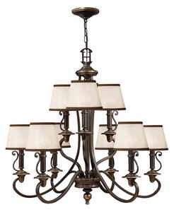 Lampadario Classico Plymouth Acciaio Bronzo Antico Tessuto 9 Luci E14