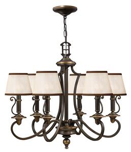 Lampadario Classico Plymouth Acciaio Bronzo Antico Tessuto 6 Luci E14