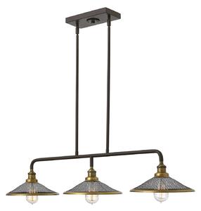 Lampadario Vintage Rigby Acciaio Bronzo Buckeye 3 Luci E27