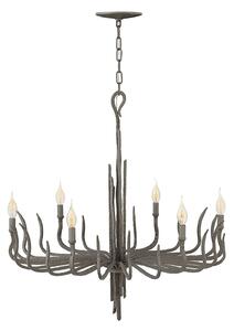 Lampadario Industrial Nordico Spyre Acciaio Bronzo Metallizzato Opaco 6 Luci E14