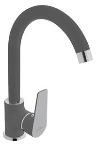 Miscelatore per lavello, miscelatore per lavello, moderno grafite/cromo, alto 27,6 cm, DOKOS