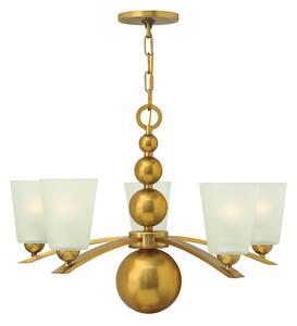 Lampadario Contemporaneo Zelda Acciaio Ottone Vintage Vetro 5 Luci E27