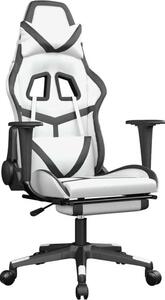 Sedia da gaming vidaXL con funzione massaggio e poggiapiedi, in Pelle finta bianca e nera