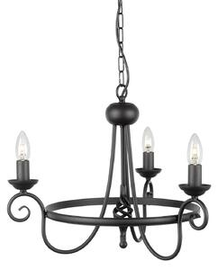 Lampadario Industrial Nordico Harlech Acciaio Nero 3 Luci E14