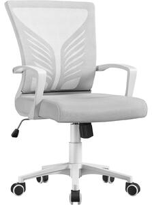 Sedia da ufficio ergonomica - Grigio chiaro - Mesh - Altezza regolabile 44 - 53,5 cm - Funzione dondolo - Per studio domestico e ufficio