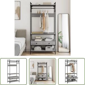 The Living Store Appendiabiti con cassetti Grey Sonoma 89x39x184,5 cm