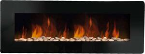 Dmora Camino Elettrico Aidone 127x11x50h cm Nero, Potenza 900/1800 w Superficie Riscaldabile 30 m2 Italy