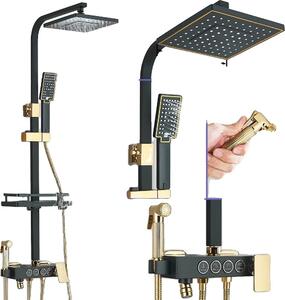Set per doccia da bagno, soffione a pioggia da 8 pollici, comando termostatico in ottone, oro nero da 8 pollici