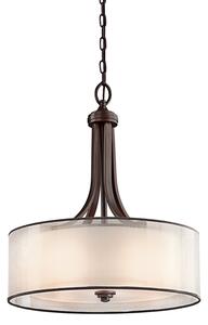 Lampadario Contemporaneo Lacey Acciaio Bronzo Antico Tessuto 4 Luci E27