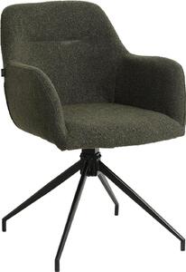 Sedia da pranzo Merlinda verde scuro, sedia girevole, tessuto teddy - girevole a 360°, extra comfort di seduta