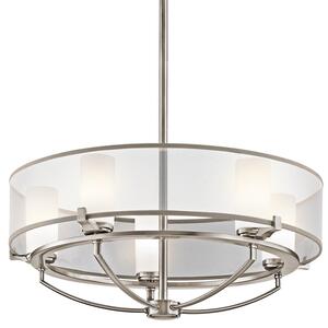 Lampadario Contemporaneo Saldana Metallo Peltro Classico Tessuto 5 Luci G9 3 Led